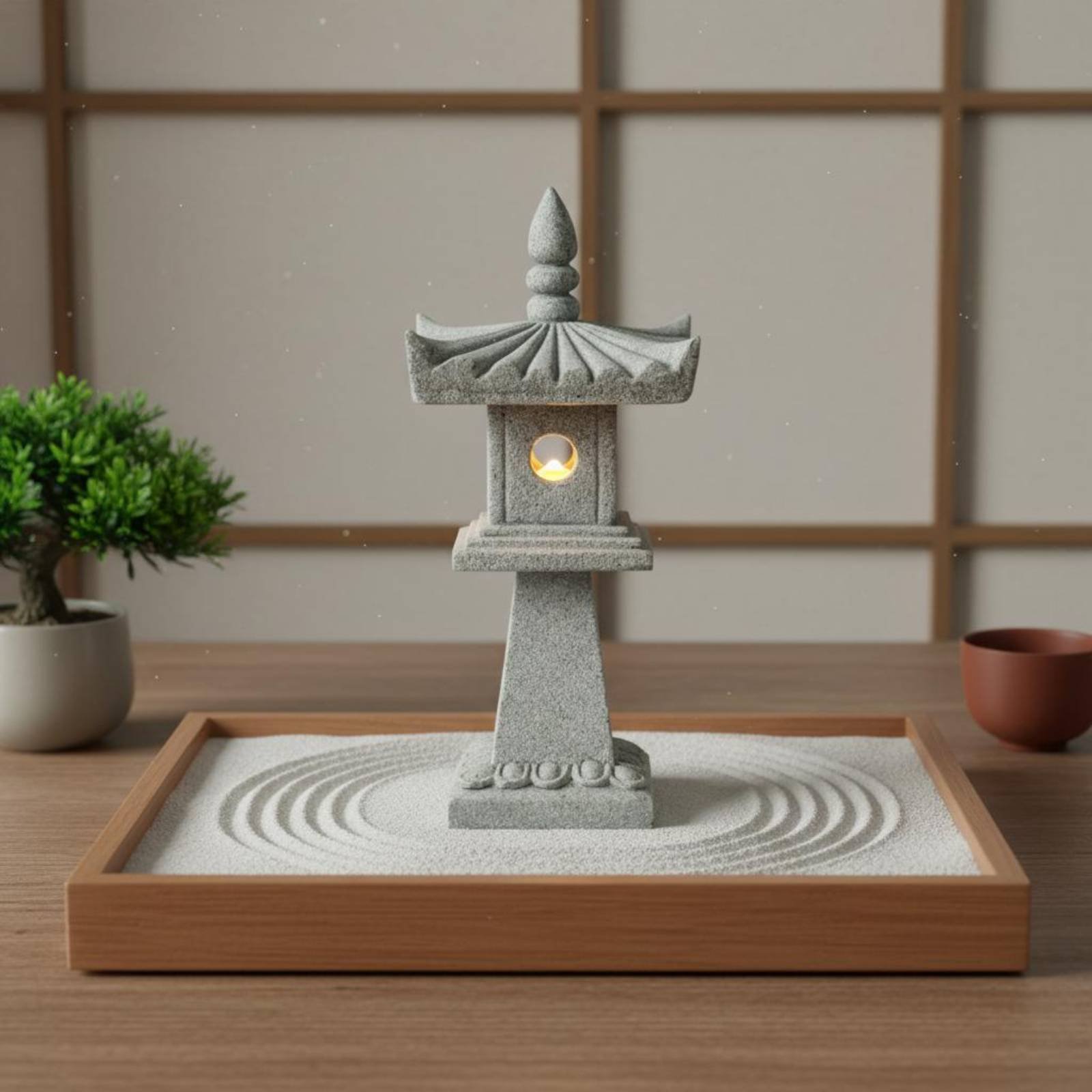 Japanese Garden Bonsai - ミニチュア石灯籠アンティーク仕上げ盆栽飾り静寂の庭塔完璧な贈り物日本の塔像工芸品