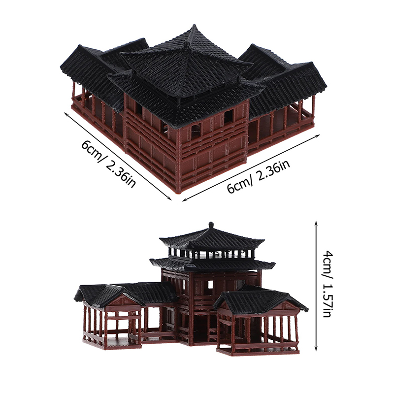 Japanese Garden Bonsai - 古代建築模型ミニチュア日本風パビリオン装飾品ミニチュアジレンガーデン水槽盆栽装飾品中国風旅館像