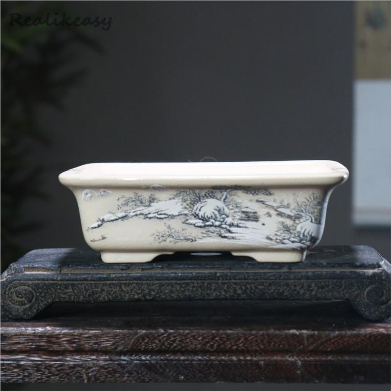 Japanese Garden Bonsai - 手作りのセラミック多肉植物ポット,中国の風景植木鉢,家の装飾,紫の砂,盆栽,6サイズ,le302