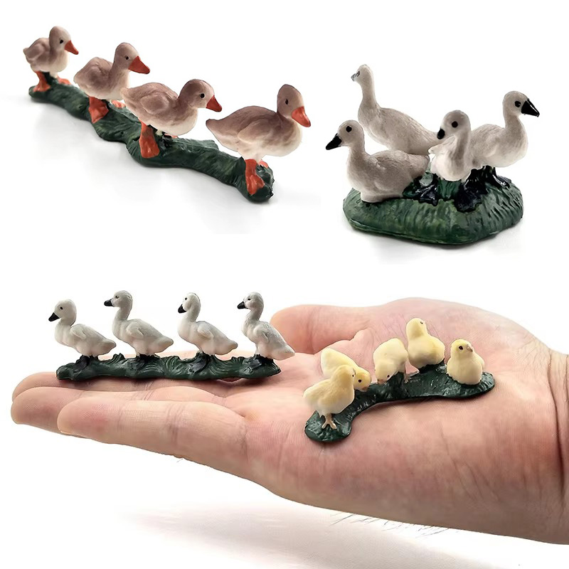 Bonsai Garden In Japan - シミュレーション鶏アヒルガチョウ家畜モデル盆栽置物家の装飾ミニチュア妖精の庭の装飾アクセサリーモダン
