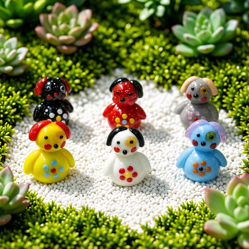 Bonsai Garden In Japan - 手作ミニガラス犬フィギュア 可愛いカワイイ小さなキャラクター動物スタチュー デスクトップホームデコレーション フェアリーガーデン盆栽アクセサリー クリスマス正月プレゼント 子供への贈り物