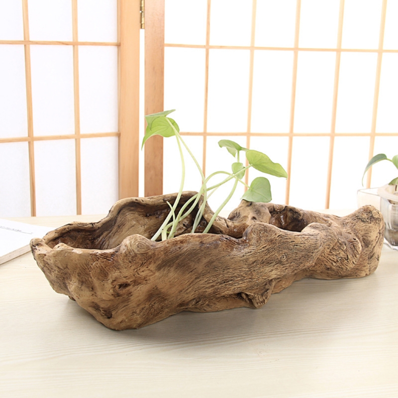 牧歌的なスタイルのレトロな風景植木鉢樹脂木の切り株プランター - Japanese Garden Bonsai のレビューと価格