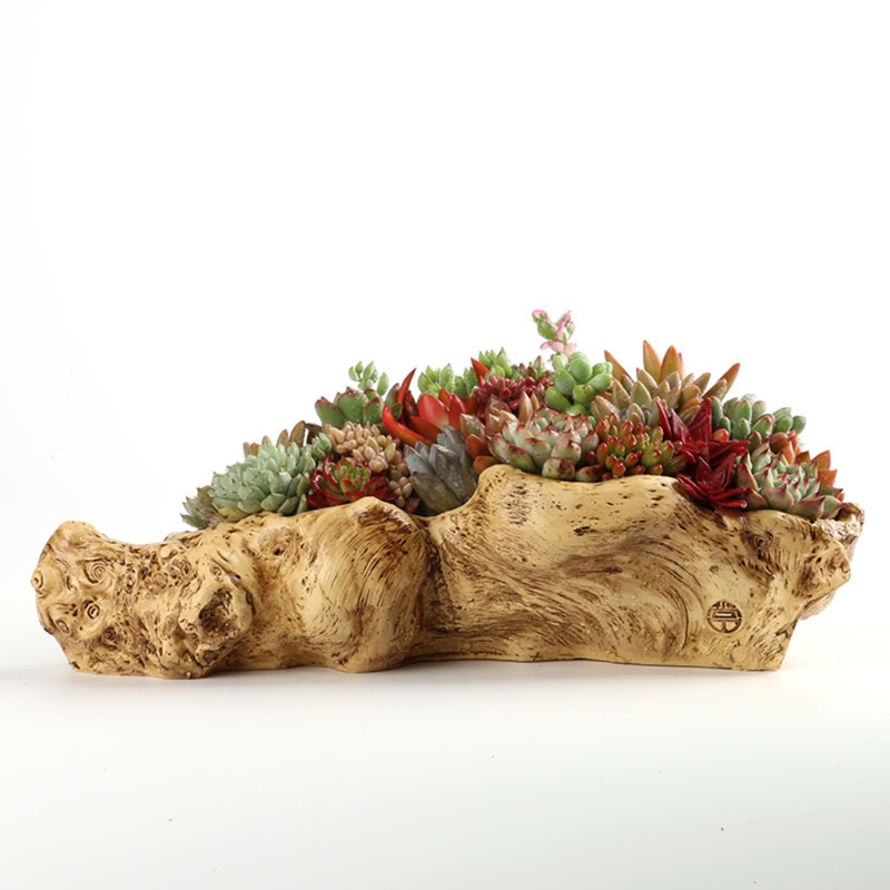 牧歌的なスタイルのレトロな風景植木鉢樹脂木の切り株プランター - Japanese Garden Bonsai のレビューと価格