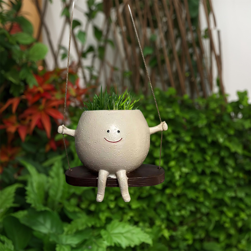 椅子/スイングスマイルフェイスプランター樹脂ぶら下げかわいい - Japanese Garden Bonsai のレビューと価格