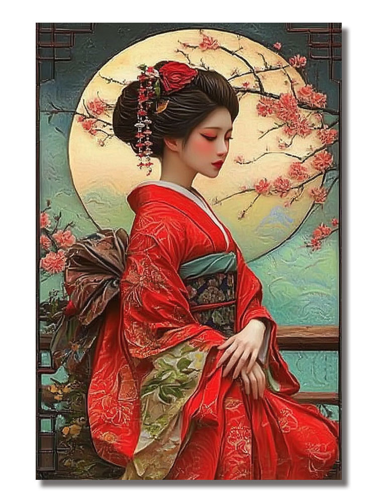 ヴィンテージ和風サムライ芸者盆栽桜絵画アートサイン 2D 飛 - Bonsai Garden Cafe のレビューと価格