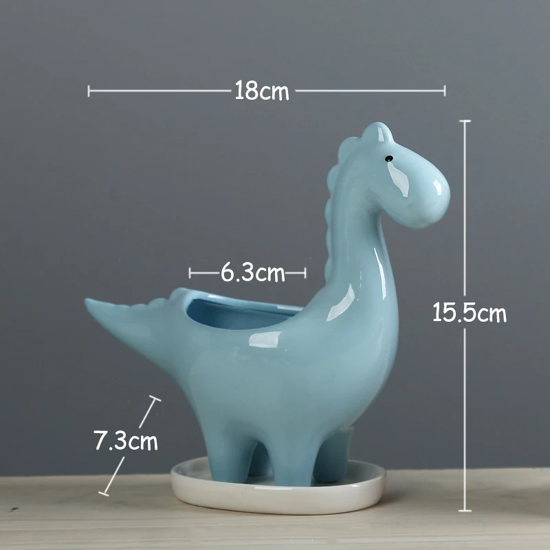 植木鉢トレイ付きセラミック漫画恐竜プランター、多肉植物、植木 - Japanese Garden Bonsai のレビューと価格