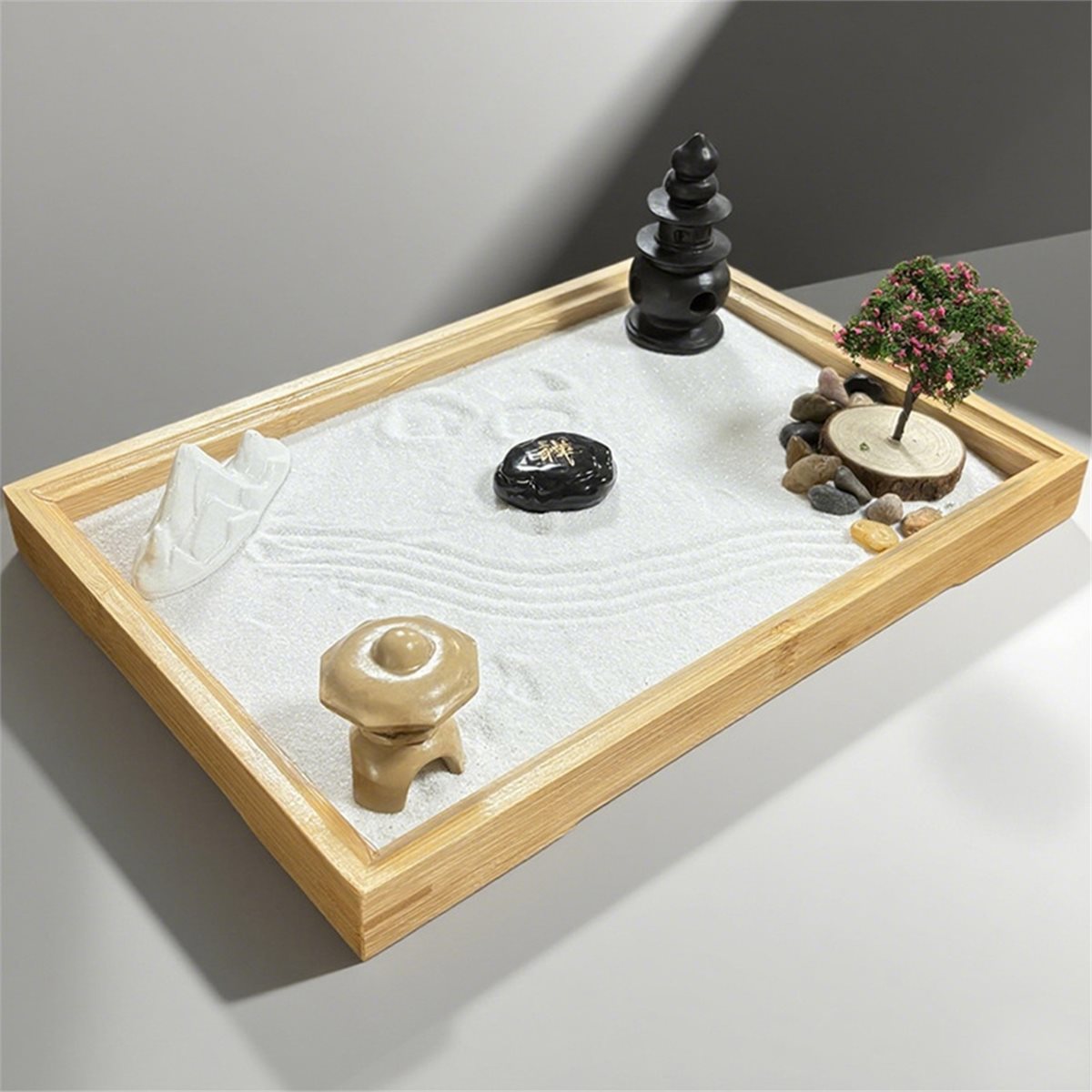 618メガセール 日本庭園風デスク用白砂、人工盆栽、石、熊手 - Japanese Garden Bonsai のレビューと価格