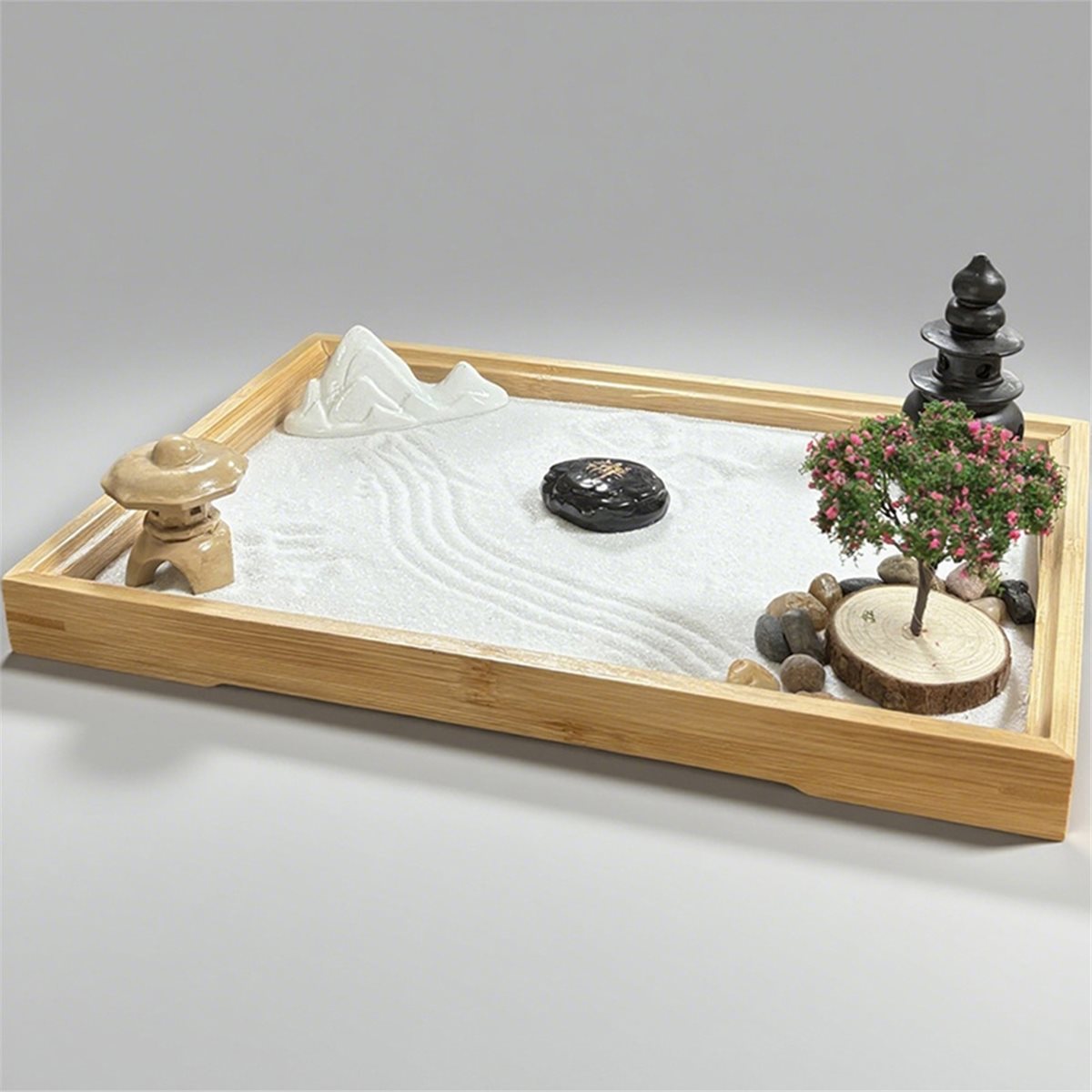 618メガセール 日本庭園風デスク用白砂、人工盆栽、石、熊手 - Japanese Garden Bonsai のレビューと価格