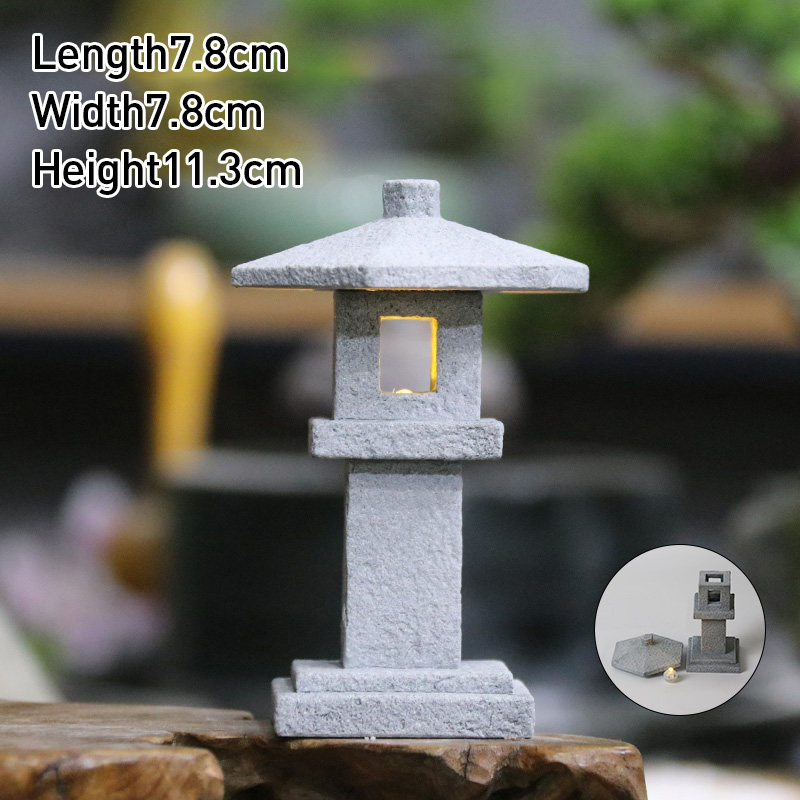 ヴィンテージ禅ミニチュア砂岩塔パビリオン装飾品ランタン置物日 - Bonsai Garden In Japan のレビューと価格