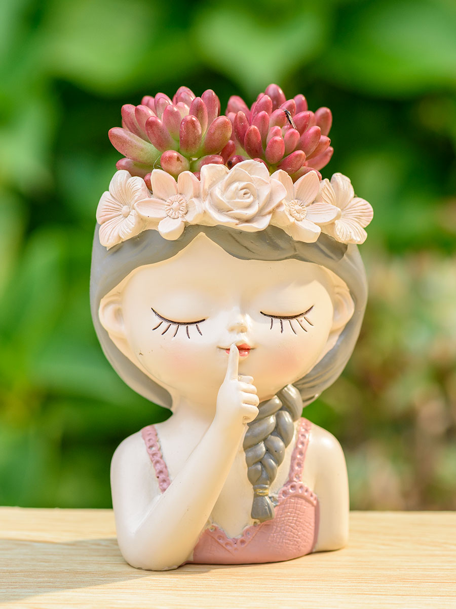 排水穴、植木鉢、サボテン植物ポット、美しい女の子の頭、盆栽プ - Japanese Garden Bonsai のレビューと価格