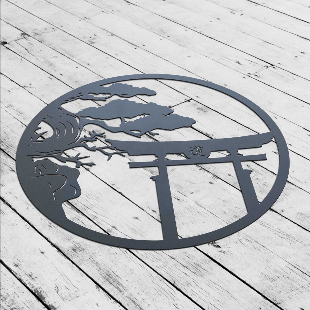 ブランド桜の木メタルウォールアート日本の盆栽鉄製吊り下げ装飾 - Japanese Garden Bonsai のレビューと価格