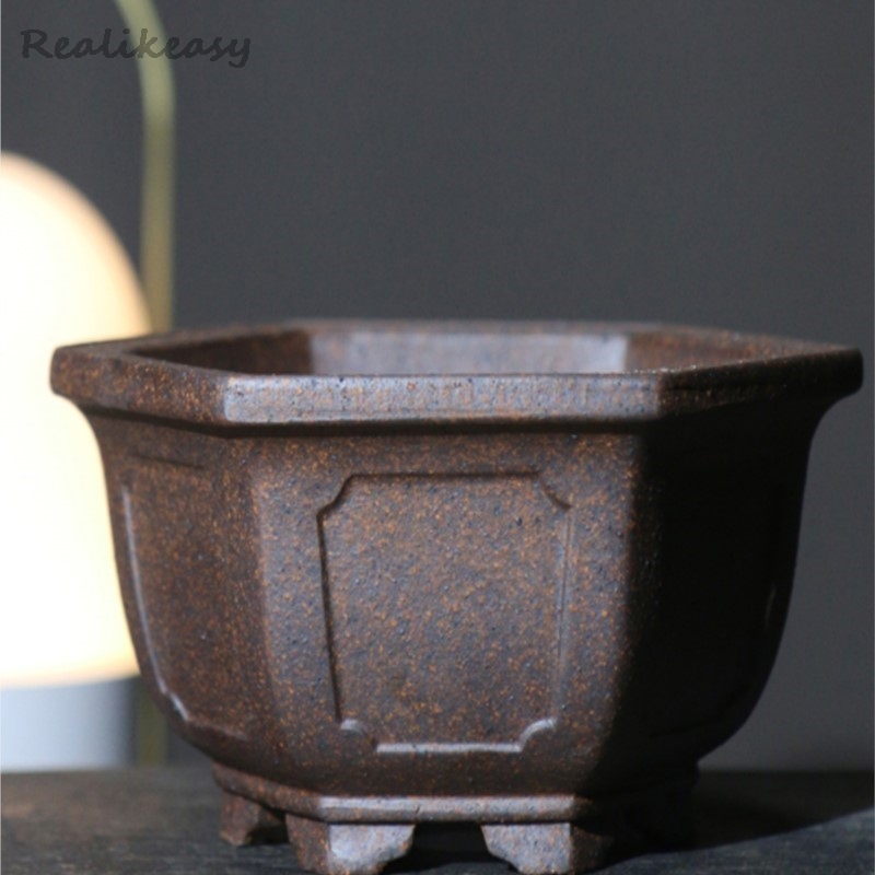 セラミック中国多肉植物ポット,手作りの盆栽ポット,紫色の砂, - Japanese Garden Bonsai のレビューと価格