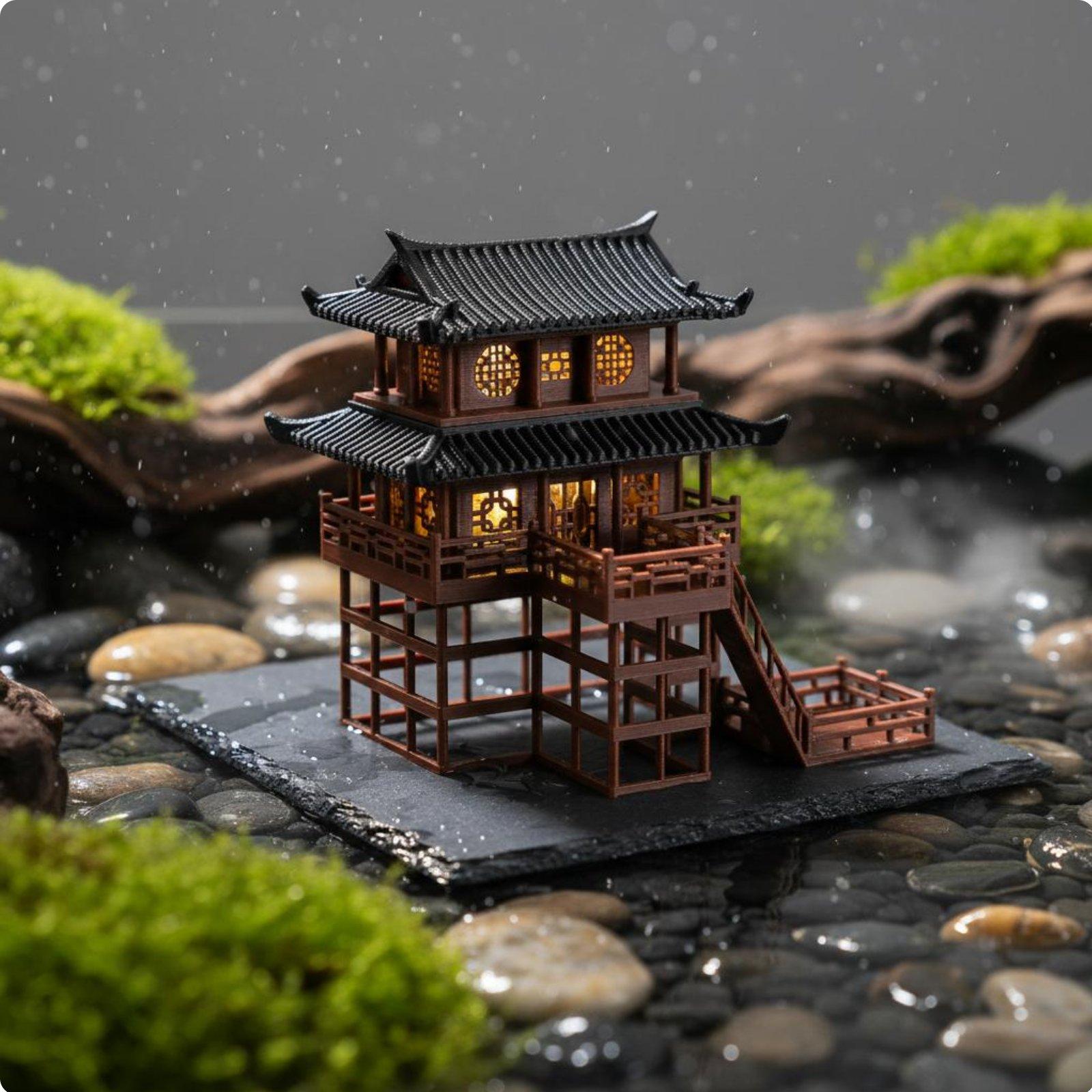 盆栽ハウス卓上プラスチック製パゴダミニマイクロ風景ホームアク - Japanese Garden Bonsai のレビューと価格